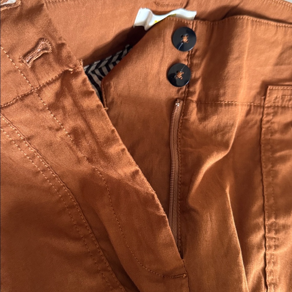 Anthropologie Maeve The Naomi Wide Leg Flare Bronze Brownish Orange Pants size 4 - Picture 10 of 10